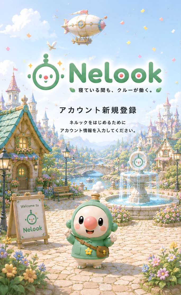アカウント新規登録 — ネルックをはじめるためにアカウント情報を入力してください。